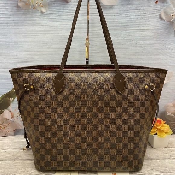 Louis Vuitton Neverfull MM Damier Ebene Cherry Red Tote Shoulder Bag(SP2068) - Picture 11 of 12